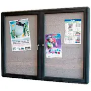 Quartet 2 Door Lockable Fabric Board Graphite 1200x900mm