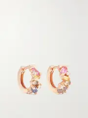 [Suzanne Kalan] Suzanne Kalan - 18-karat Rose Gold, Sapphire And Diamond Hoop Earrings - One size One size Gold