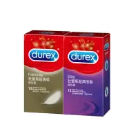 在飛比找momo購物網優惠-【Durex杜蕾斯】超薄裝12入+超潤滑裝12入保險套(共2