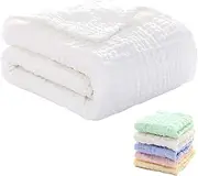Baby Towels Muslin Washcloths Set - 5 Washcloths + 1 Large Baby Blanket Bath Towel of 6 Layers 100% Cotton Gauze Super Soft Absorbent for Newborn Infant