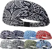 [Generic] 4Pcs Yoga Sports Bandana Headband Sweatband Men, Women - Stretchy Gym Workout Running Soft (Black)