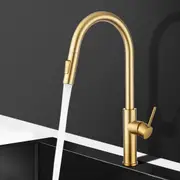 ACA Brushed Gold Kitchen Tap Pull Out Mixer Tap 360 degree Swivel Kitchen Sink Brass Faucets WELS
