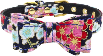 Easter Day Dog Collar with Bowtie, Colorful Easter Egg Dog Collar Soft Durable A