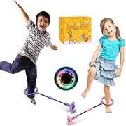2 Pack Skip Ball for Kids, Foldable Ankle Skip Ball Flashing Jumping Ring Colorful Sports Swing Ball, Fitness Fat Burning Game Toys for Children and Adults