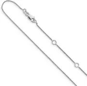 [JewelryWeb] 14k White Gold .8mm Teen Spiga (wheat) 3 Centimeters + 3 Centimeters Adjustable Chain Necklace 46 Centimeters Chain-Necklace for Women and Men
