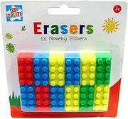 (1, Original Packaging) - Novelty Erasers Lego Rubbers 18 School Rubbers Kids Erasers Brick Block Type New
