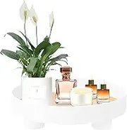 Coffee Decorative Tray Coffee Table Tray Elegant Round Perfume Holder Practical Bathroom Counter Organizer, for Home Decor Bathroom Counter Perfume Organizer, for Bedroom Kitchen (White)