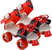 4 Wheel Roller Skates - Adjustable Roller Skates, Adjustable Double Row Quad Skates | Easy On/Off Design for Outdoor Fun, Perfect for Beginners, Kids and Teens, No Shoe Change