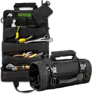 Tool Roll up Bag - Heavy Duty Organizer with 6 Bags,Tool Black
