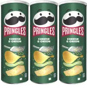 3 PRINGLES CHEESE & ONION Flavor Potato Chips Tubes 165g 5.3oz