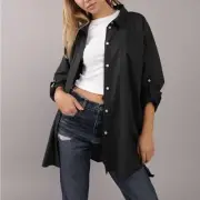 NWT American Eagle Go Big Black oversized button down shirt size xs