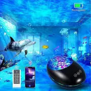 Projector Night Light with Remote Control and Timer, USB Rechargeable, Bluetooth Projector Lamp with 8 Color Modes and 8 Nature Melodies for Kids, Adu