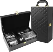 Crystal 750 ml Whisky Decanter with 2 Glasses and 6 Stone Set Crystal Stopper