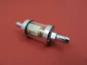 FILTER FUEL 5/16" CHROME GLASS HARLEY S&S SU MIKUNI CARBURETOR PETCOCK GAS TANK