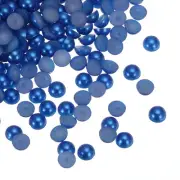 300pcs Flatback Pearls 8mm ABS Plastic Half Round Dome Pearls, Dark Blue