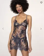 Agent Provocateur Mimosa Navy Lace Slip Lingerie Blue NWT Size 8 $1695 Chemise S