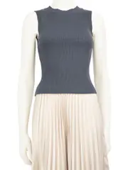 Grey Ribbed Knit Tank Top