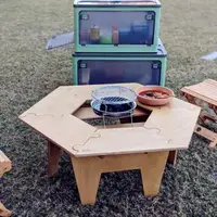 在飛比找momo購物網優惠-【May Shop】Kootil戶外露營燒烤圍爐桌六角桌(不