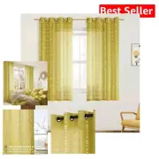 Sophisticated Mustard Yellow & White Floral Curtains - 63 Inch Set of 2 for Home