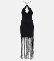 [Rotate] Rotate Fringe-trimmed jersey maxi dress AU 10 black