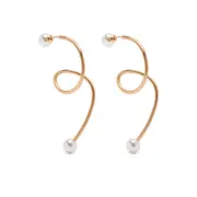 [Cult Gaia] Cult Gaia Pearl-embellished Spiral Earrings ONE SIZE GOLD