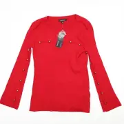 NEW Relativity Women's Sweater Small S Long Sleeve Red Pull Over Ribbed