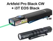 Olight Arkfeld Pro Black CW Flat Flashlight LED Light/UV/Green Beam & I3T Black