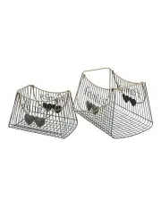 [Willow & Silk] Nested Metal Tropea/Heart Trays With Handles 39cm/33cm Set of 2 in Black