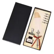 Deluxe Gift Boxed Retro Feather Calligraphy Dip Quill Pen Set - Pink Goose