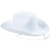 White Western Cowboy Hat - Unisex Adult Wide Brim Felt Rodeo Costume Accessory