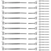 Stainless Steel Wire Rope DIY Balustrade Kit Jaw/Swage Fork Turnbuckle - 10 pack