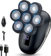 Electric Head Shaver for Bald Men - LED, Travel Lock, Nose Hair & Sideburns Trim