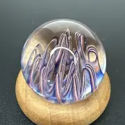 Handmade Contemporary Art Glass Marble 1.13" Pointy Stringer Cane Implosion MIB