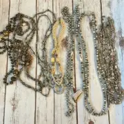 Lot of 9 Beaded Necklaces Gray Brown Nude Colors Vintage 80s 90s