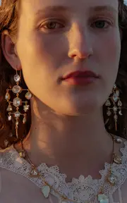 [Grainne Morton] 18K Gold Plated Silver, Vintage Crystal and Rhinestone Multilayer Balance Victorian Drop Earrings
