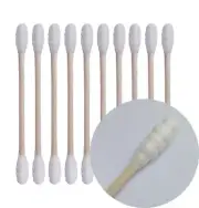 Wooden Stick Cotton Swabs 800 Count - Double Spiral Cotton Heads with Sturdy Han