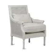Belle Hicks Oak Wood Cotton Upholstered Armchair 68x94.5cm - White