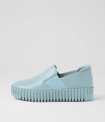 New Django & Juliette Becca Denim Leather Sneakers Womens Shoes Casual