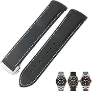 [BANDKIT] 20mm 22mm Rubber Folding Buckle Watch Strap Black Blue Red Watch Bands for Tudor Black Bay for Men Bracelet