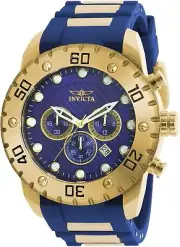 Invicta Men's Pro Diver Quartz Chronograph Blue & Gold Polyurethane Watch 20280
