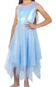 Zunie Big Girls Shimmering Sequin Hanky Hem Fanciful Dress-Size-14/16
