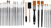 25 Piece Craft Brush Value Pack, Suitable for All Creatives, for Use with Acryli
