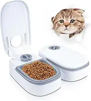 2 Pack Automatic Cat Feeder Timer (Each 350ML), Pet Feeder with Timer and Portion Control for Dry or Semi-Moist Food, Food Dispenser for Cat and Dog, 48-Hour Timed