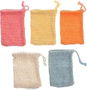 Healeved Soft Comfortable Bar Soap Bag Set 5pcs Mesh Soap Saver with Exfoliating Scrubber for Rich Foaming