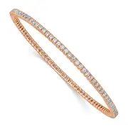 Sterling Silver Shimmer Rose-Tone Flash Rose Gold-Plated 93 Stone Cz Bangle Bracelet