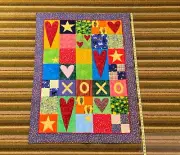 Hugs & Kisses Flannel Patchwork and Appliqué Quilt Handmade XOXO Hearts