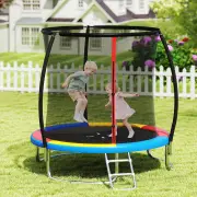 Costway8FT Outdoor Trampoline Heavy-Duty Recreational Trampoline-Colourful