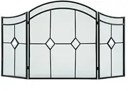 Fireplace Screens Pleasant Hearth Diamond 3-Panel Fireplace Screen Heavy Duty Folding Mesh Steel Fireplace Screen Flat Firepla