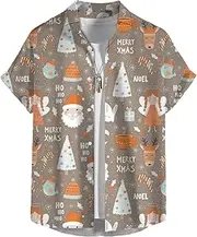 [Generic] Big and Tall Shirt Tree Snow Print Short Sleeve Shirt