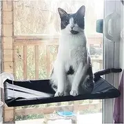 20kg Capacity Cat Hammock - Aerial Hanging Bed for Cats - Cozy Window Seat & Climbing Frame for Kittens(Black)